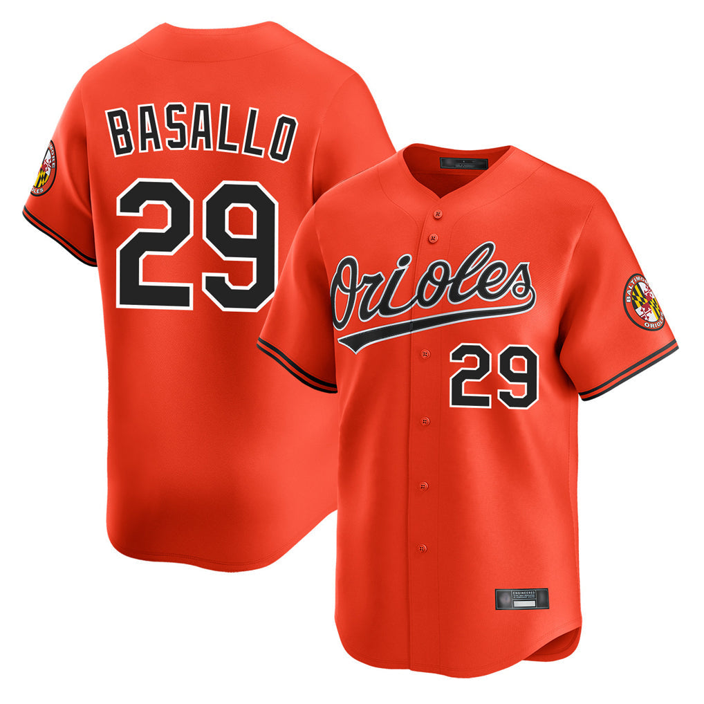 Johmsee B.Orioles #29 Samuel Basallo Player Orange Limited Home Game Stitched Jerseys