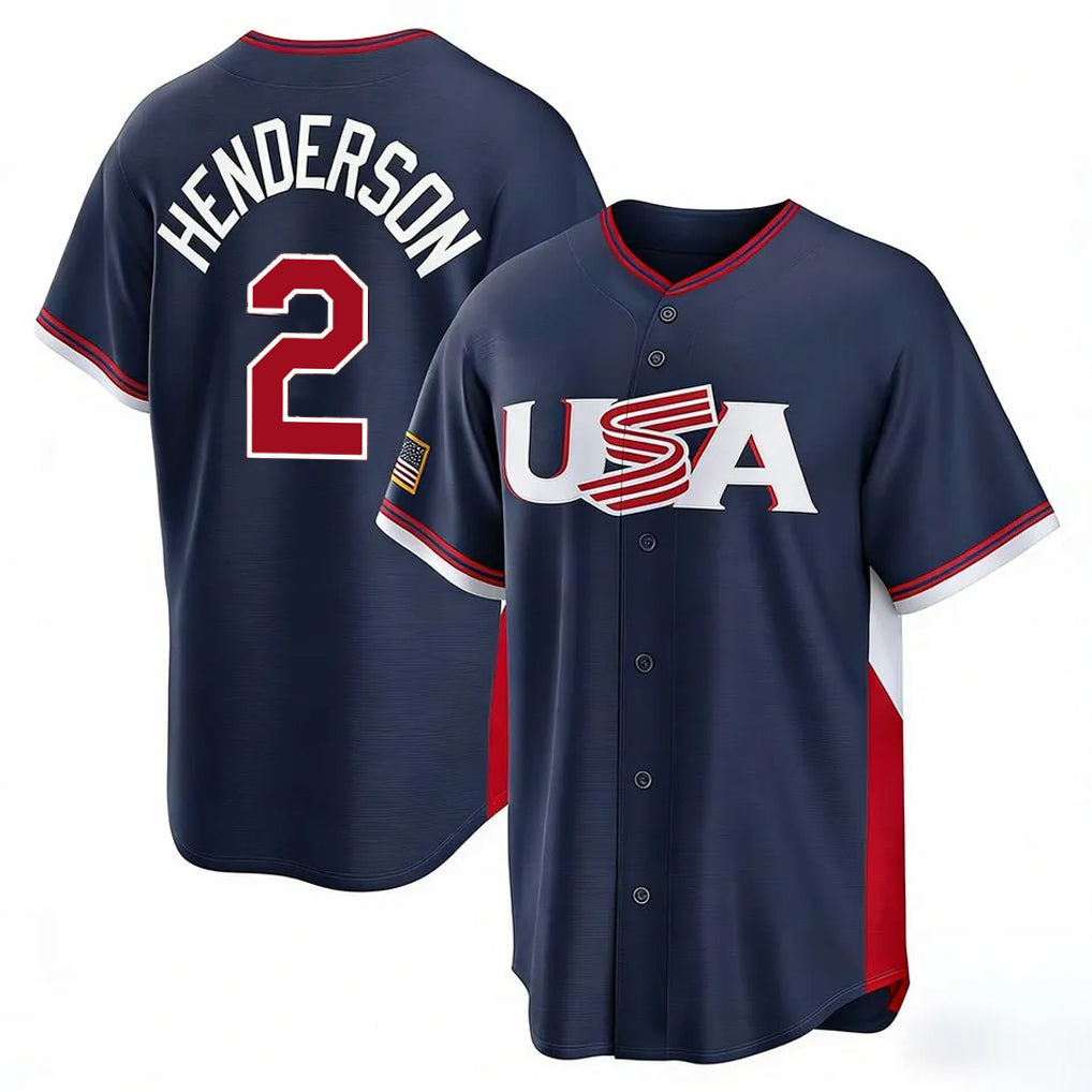 Johmsee B.Orioles #2 Gunnar Henderson Player Navy USA 2026 World Classic Home Game Stitched Jerseys