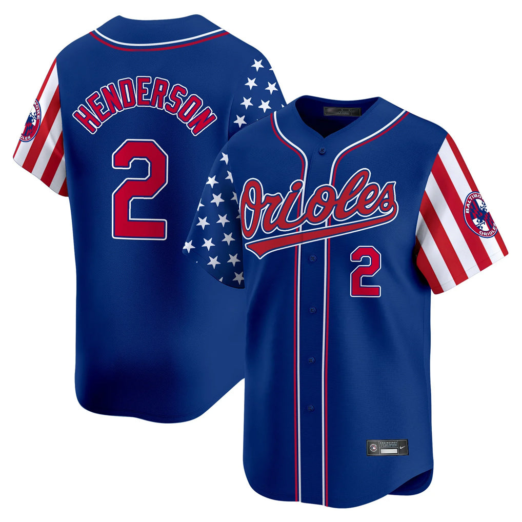 Johmsee B.Orioles #2 Gunnar Henderson Player Royal Independence Day Vapor Premier Limited Home Game Stitched Jerseys