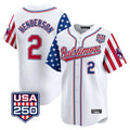 Johmsee B.Orioles #2 Gunnar Henderson Player White USA 250 Independence Day Vapor Premier Limited Home Game Stitched Jerseys
