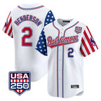Johmsee B.Orioles #2 Gunnar Henderson Player White USA 250 Independence Day Vapor Premier Limited Home Game Stitched Jerseys