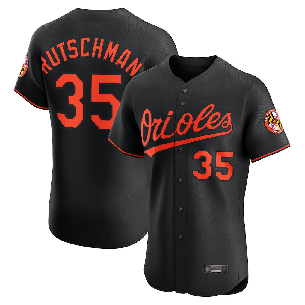 Johmsee B.Orioles #35 Adley Rutschman Black Limited Elite Home Game Stitched Jerseys
