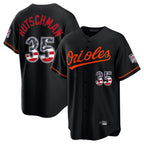 Johmsee B.Orioles #35 Adley Rutschman Player Black USA 250 Fourth of July Home Game Stitched Jerseys