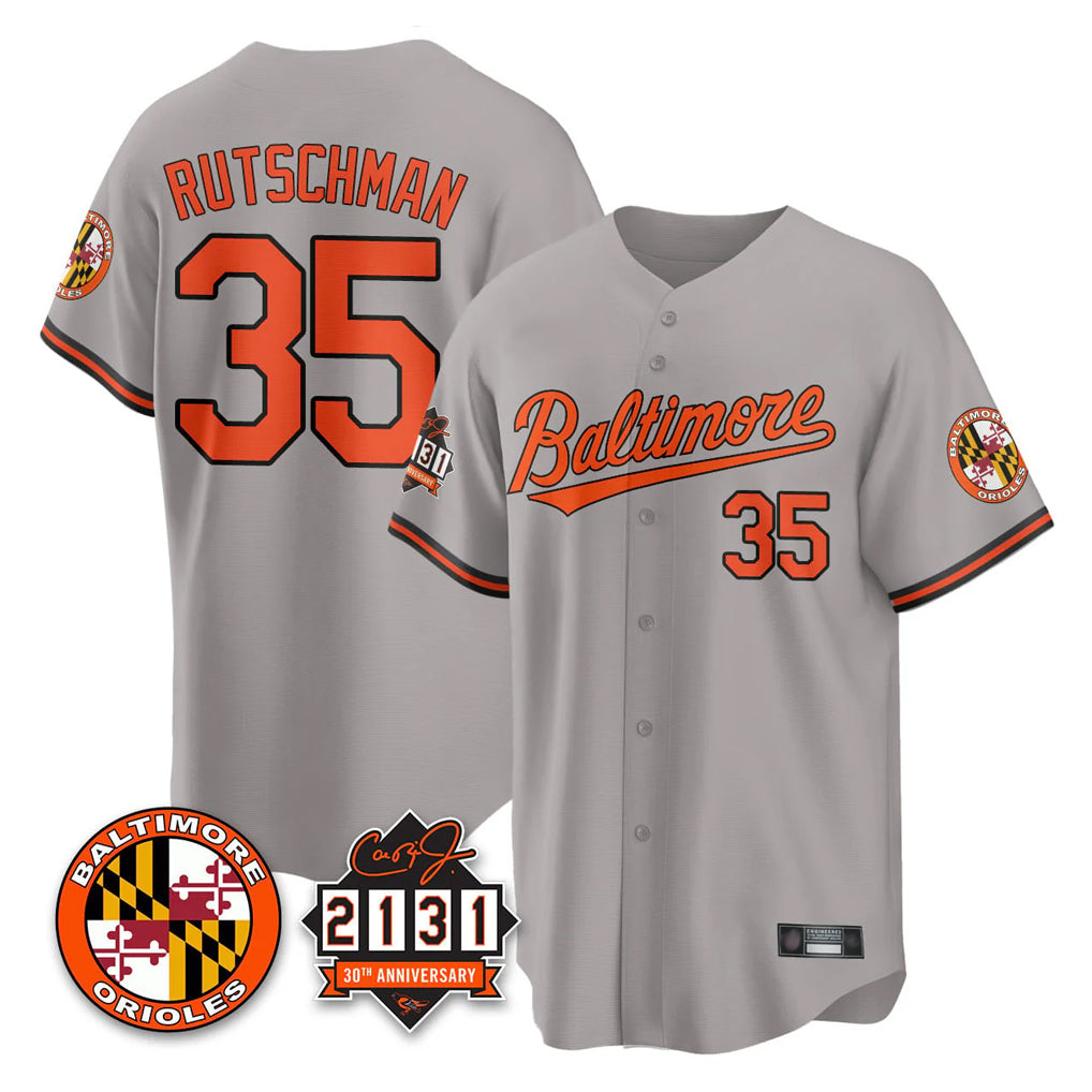 Johmsee B.Orioles #35 Adley Rutschman Gray 30th Anniversary of 2131 Home Game Stitched Jerseys