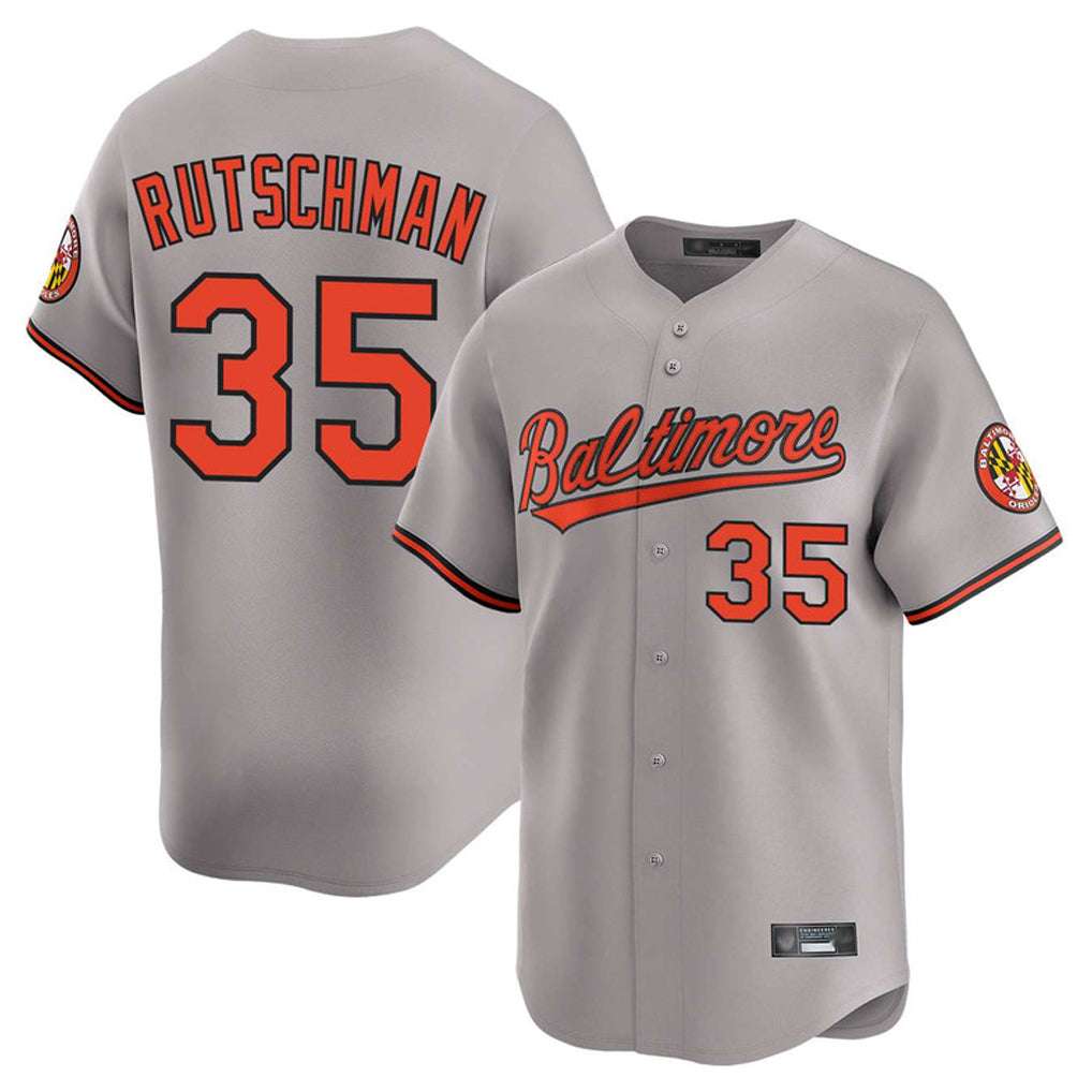 Johmsee B.Orioles #35 Adley Rutschman Gray Limited Home Game Stitched Jerseys
