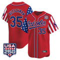 Johmsee B.Orioles #35 Adley Rutschman Player Red USA 250 Independence Day Vapor Premier Limited Home Game Stitched Jerseys