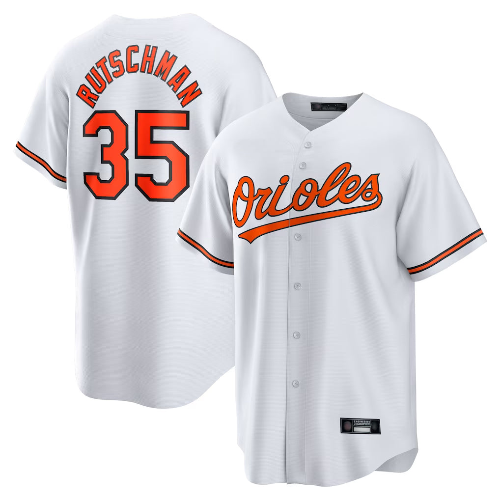 Johmsee B.Orioles #35 Adley Rutschman Player White Home Game Stitched Jerseys