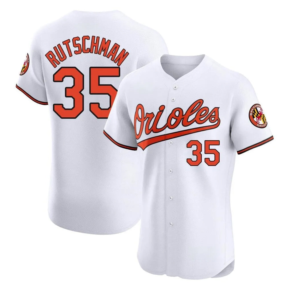Johmsee B.Orioles #35 Adley Rutschman Player White Limited Elite Home Game Stitched Jerseys