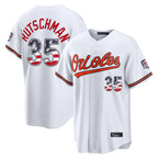 Johmsee B.Orioles #35 Adley Rutschman White USA 250 Fourth of July Home Game Stitched Jerseys