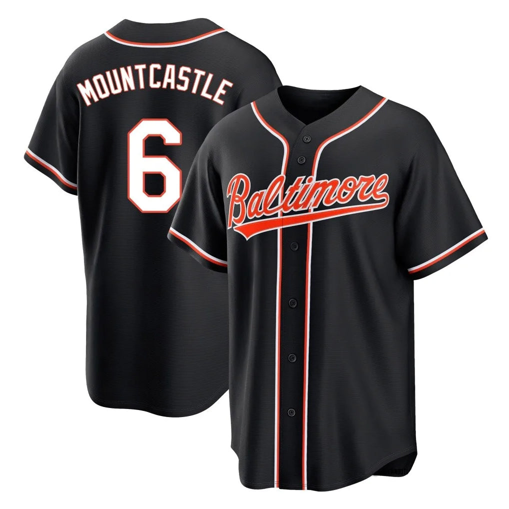 Johmsee B.Orioles #6 Ryan Mountcastle Player Black Out Home Game Stitched Jerseys