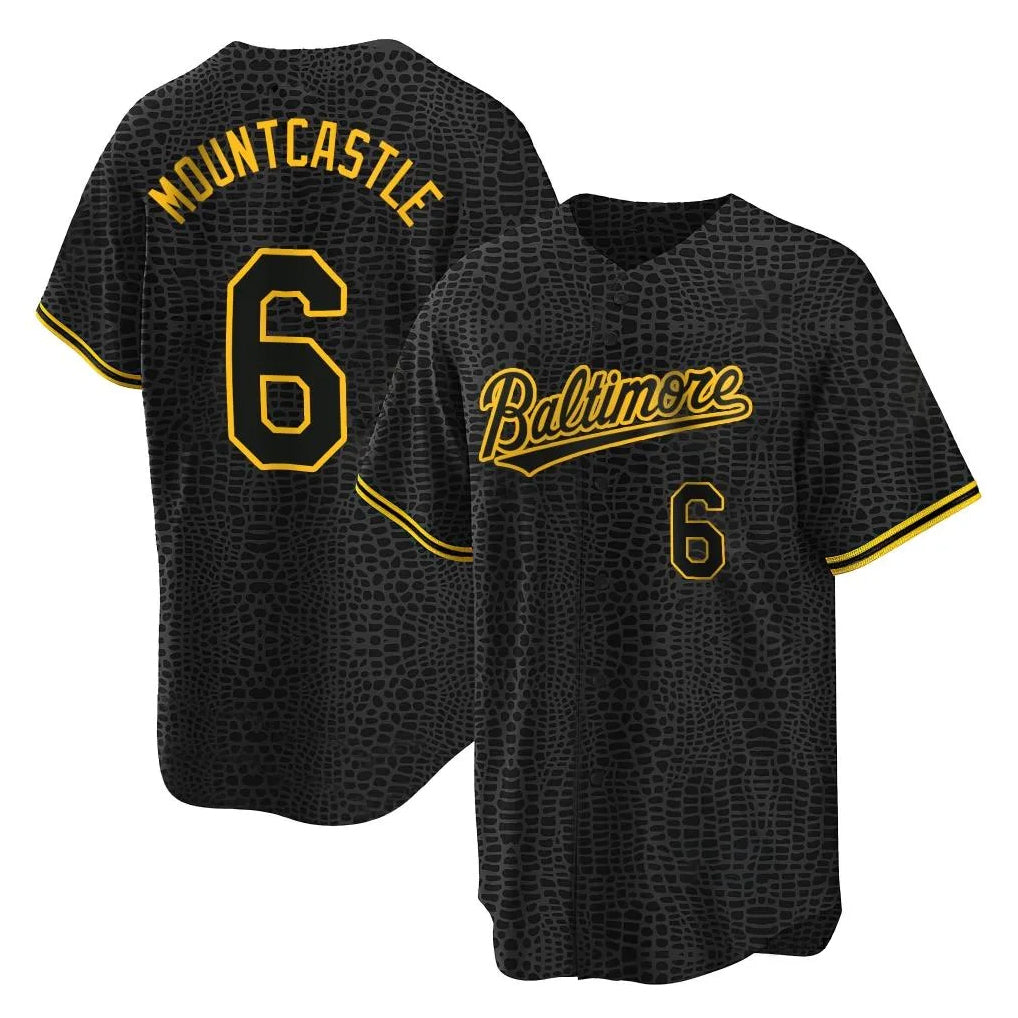 Johmsee B.Orioles #6 Ryan Mountcastle Player Black Snake Skin City Home Game Stitched Jerseys