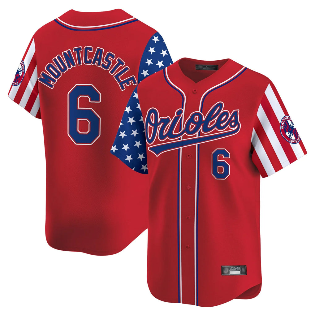 Johmsee B.Orioles #6 Ryan Mountcastle Player Red Independence Day Vapor Premier Limited Home Game Stitched Jerseys