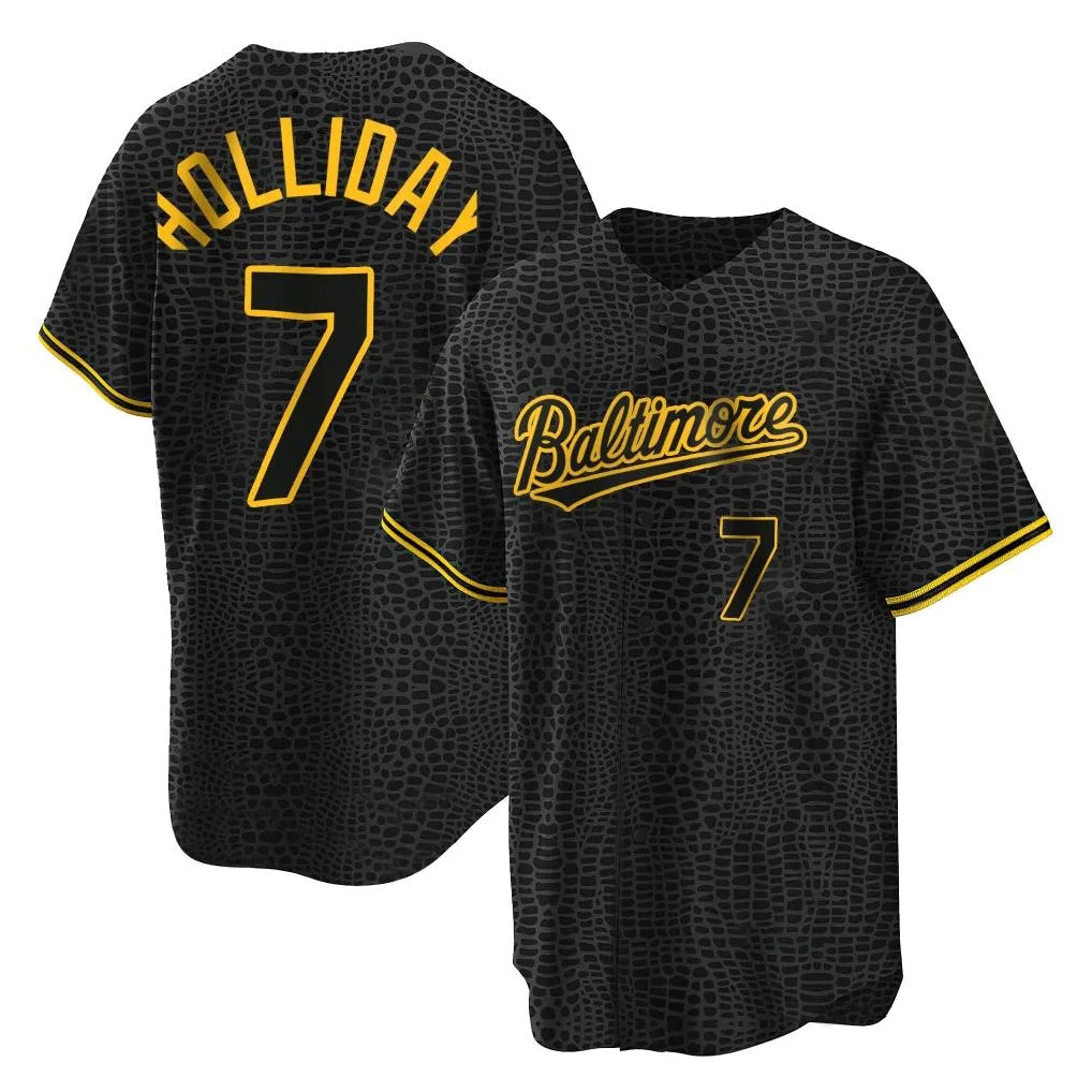 Johmsee B.Orioles #7 Jackson Holliday Player Black Snake Skin City Home Game Stitched Jerseys