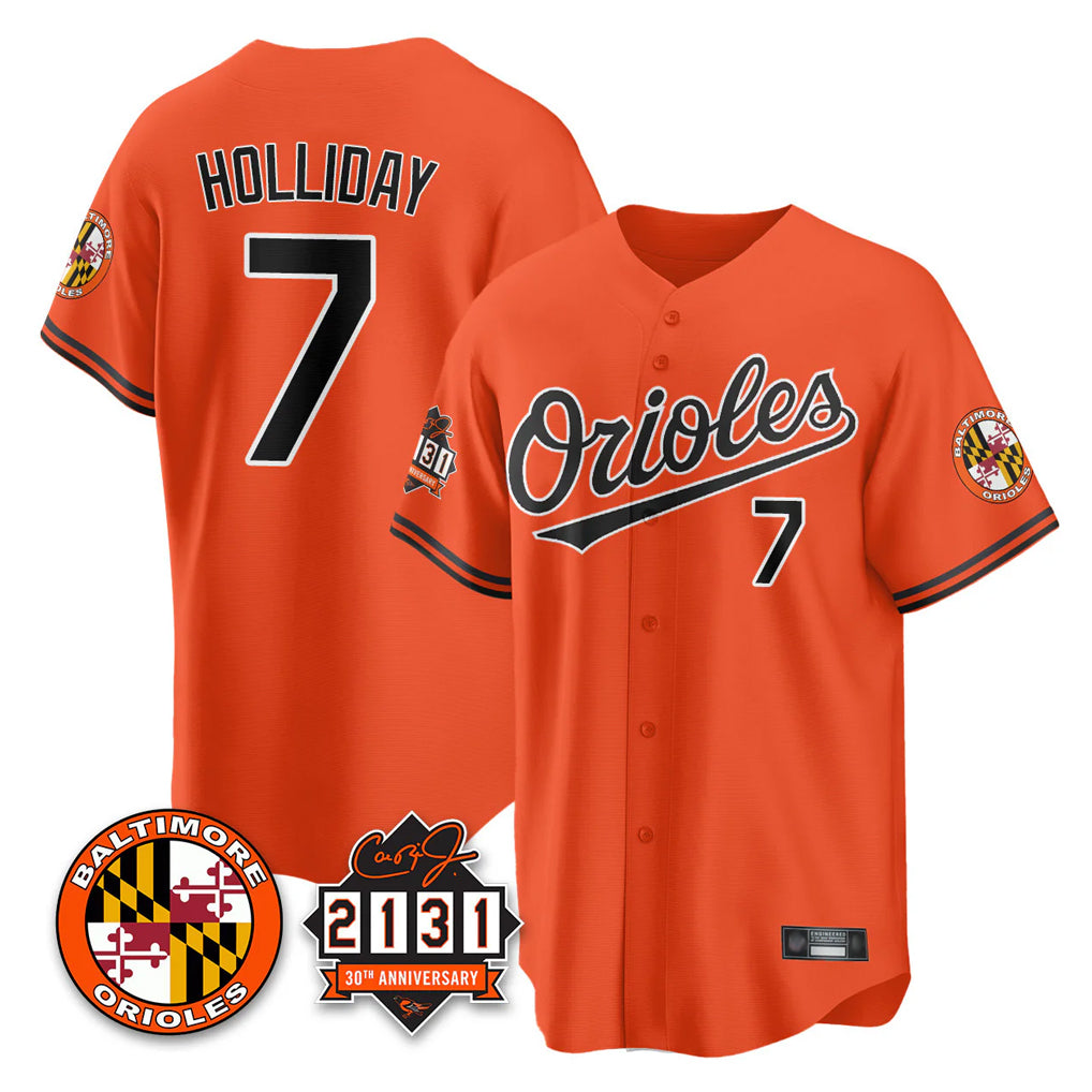 Johmsee B.Orioles #7 Jackson Holliday Player Orange 30th Anniversary of 2131 Home Game Stitched Jerseys