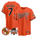 Johmsee B.Orioles #7 Jackson Holliday Player Orange 30th Anniversary of 2131 Home Game Stitched Jerseys