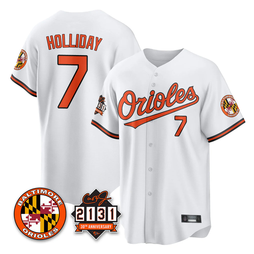 Johmsee B.Orioles #7 Jackson Holliday Player White 30th Anniversary of 2131 Home Game Stitched Jerseys