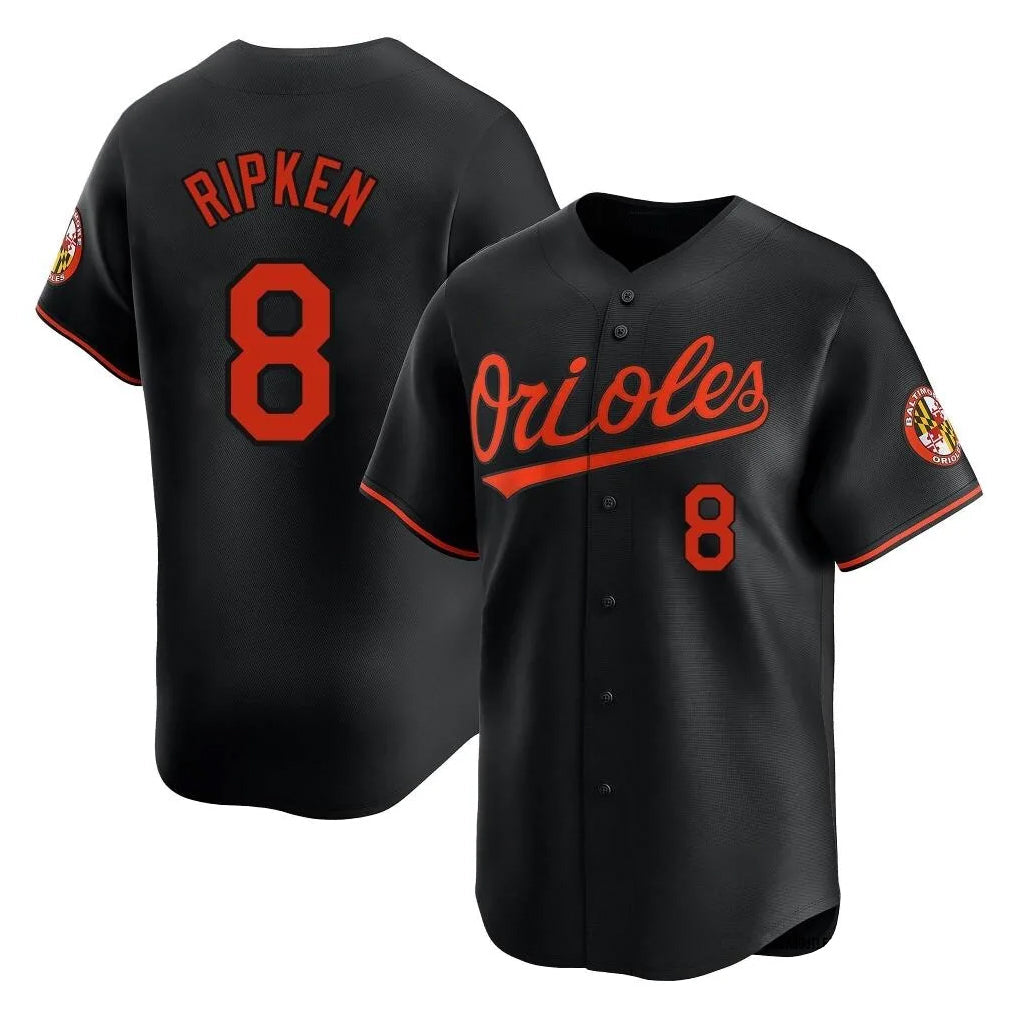 Johmsee B.Orioles #8 Cal Ripken Player Black Limited Home Game Stitched Jerseys