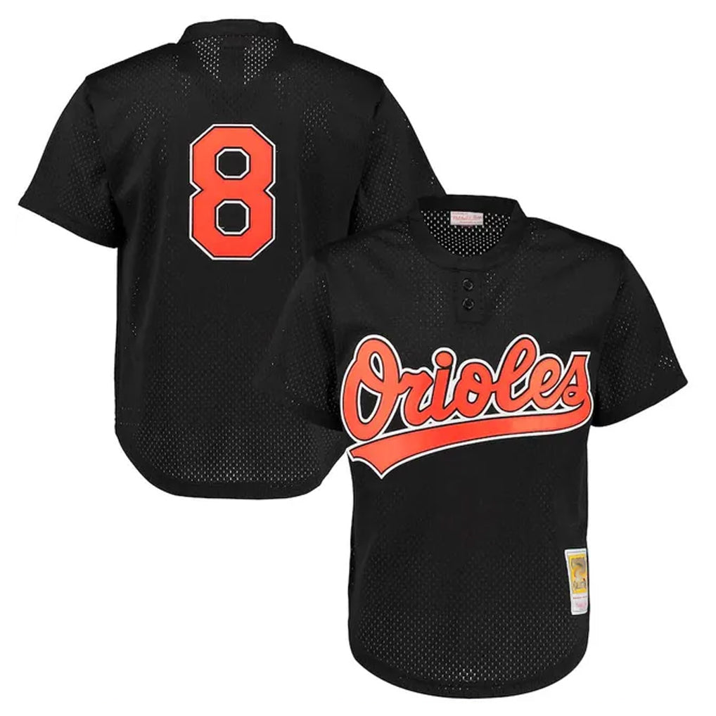 Johmsee B.Orioles #8 Cal Ripken Player Black Mitchell & Ness 1997 Cooperstown Mesh Game Stitched Jerseys