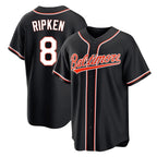 Johmsee B.Orioles #8 Cal Ripken Player Black Out Home Game Stitched Jerseys