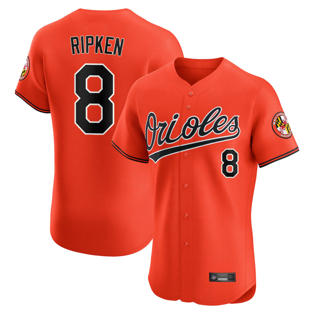 Johmsee B.Orioles #8 Cal Ripken Player Orange Limited Elite Home Game Stitched Jerseys