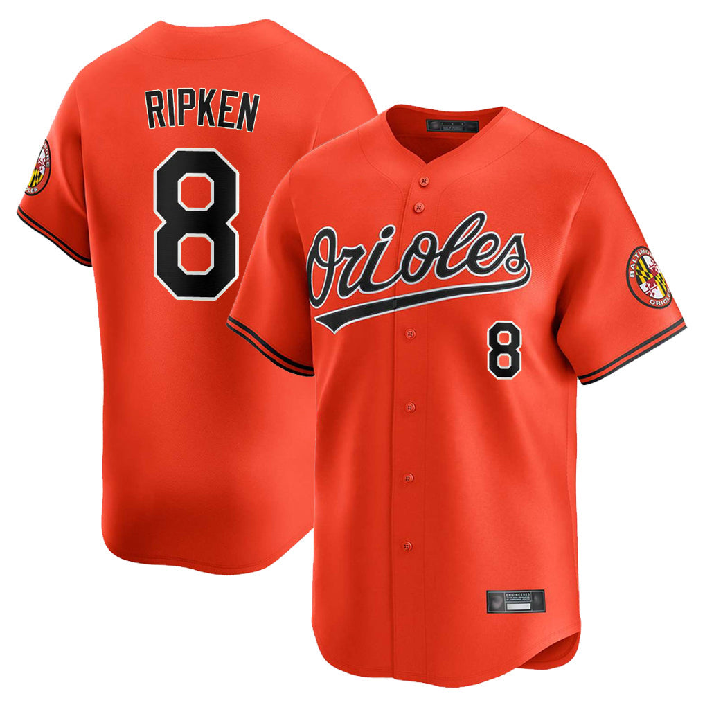 Johmsee B.Orioles #8 Cal Ripken Player Orange Limited Home Game Stitched Jerseys