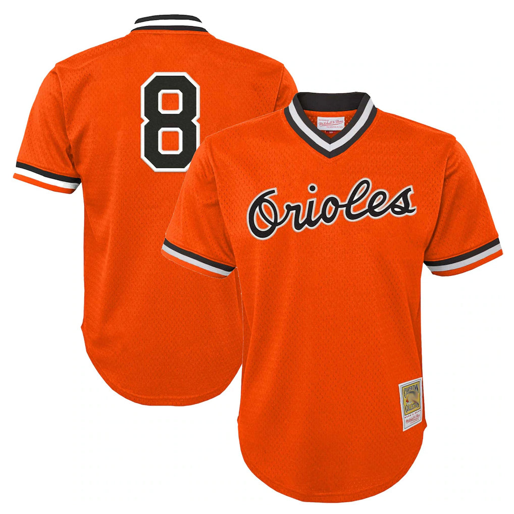 Johmsee B.Orioles #8 Cal Ripken Player Orange Mitchell & Ness Cooperstown Collection Mesh T-shirt Game Stitched Jerseys