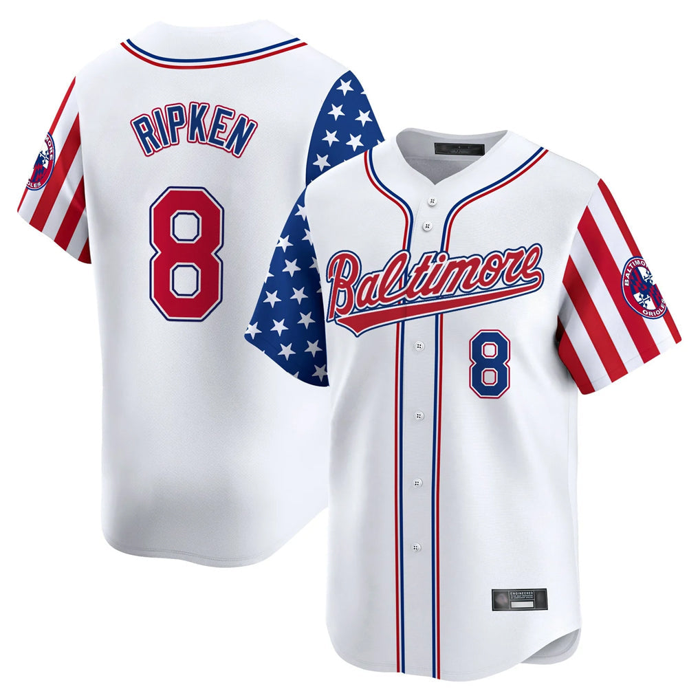 Johmsee B.Orioles #8 Cal Ripken Player White Independence Day Vapor Premier Limited Home Game Stitched Jerseys