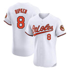 Johmsee B.Orioles #8 Cal Ripken Player White Limited Elite Home Game Stitched Jerseys