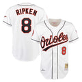 Johmsee B.Orioles #8 Cal Ripken Player White Mitchell & Ness Home Game Stitched Jerseys