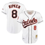 Johmsee B.Orioles #8 Cal Ripken Player White Mitchell & Ness Home Game Stitched Jerseys