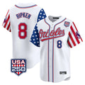 Johmsee B.Orioles #8 Cal Ripken Player White USA 250 Independence Day Vapor Premier Home Game Stitched Jerseys