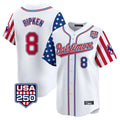 Johmsee B.Orioles #8 Cal Ripken Player White USA 250 Independence Day Vapor Premier Limited Home Game Stitched Jerseys