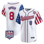 Johmsee B.Orioles #8 Cal Ripken Player White USA 250 Independence Day Vapor Premier Limited Home Game Stitched Jerseys
