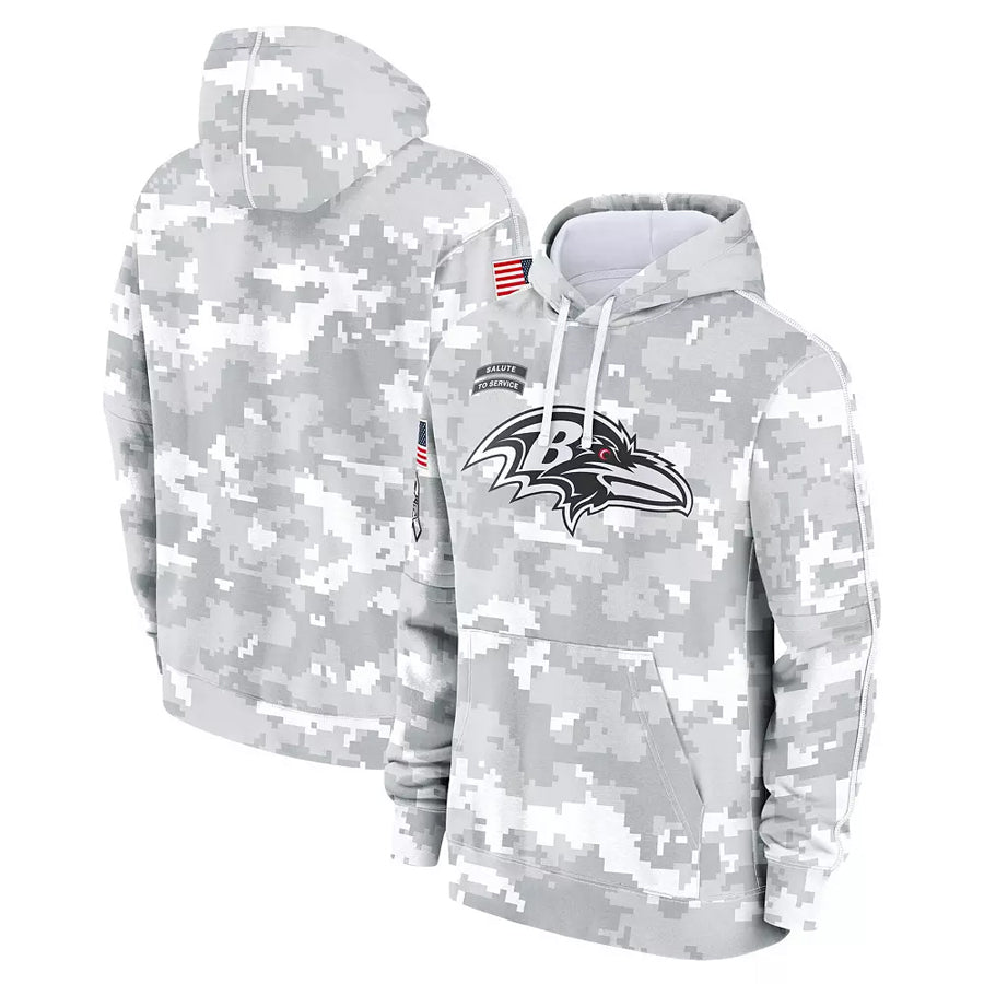 Johmsee B.Ravens Player Military Hoodie Arctic Camo Salute To Service Stitched Jerseys