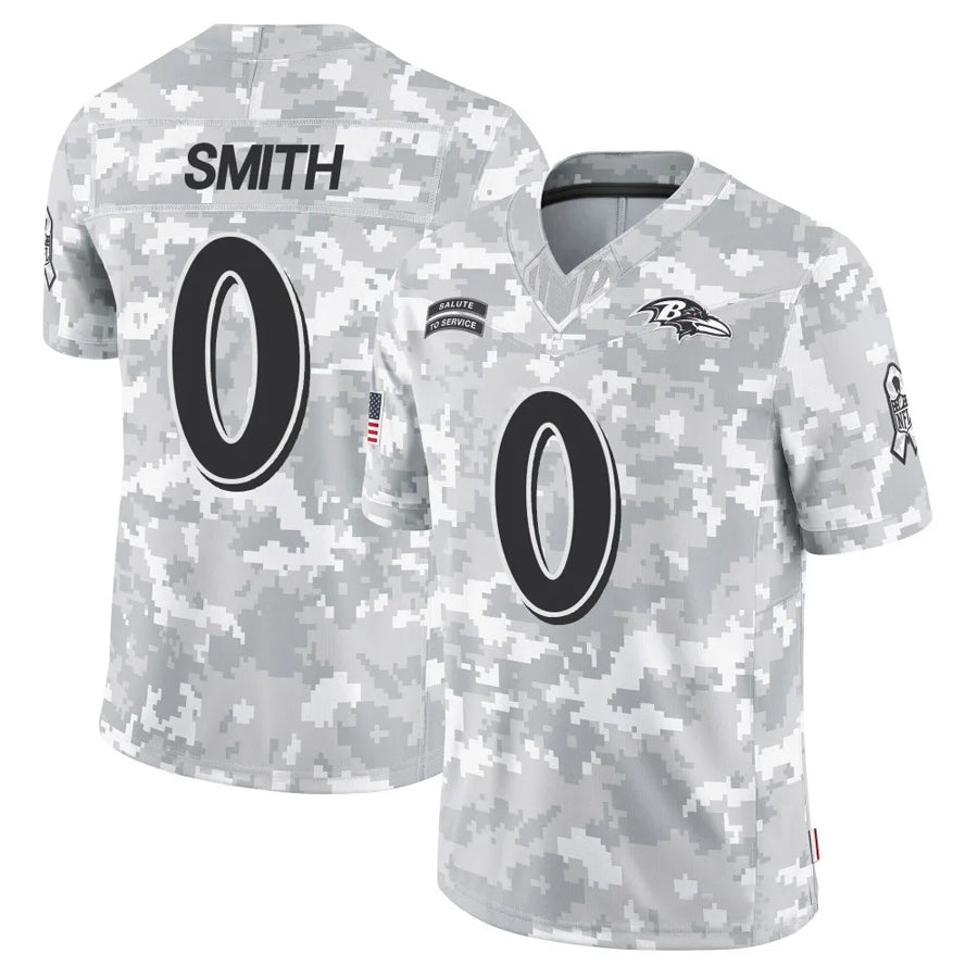 Johmsee B.Ravens #0 Roquan Smith Player Arctic Camo Salute to Service Limited Stitched Jerseys