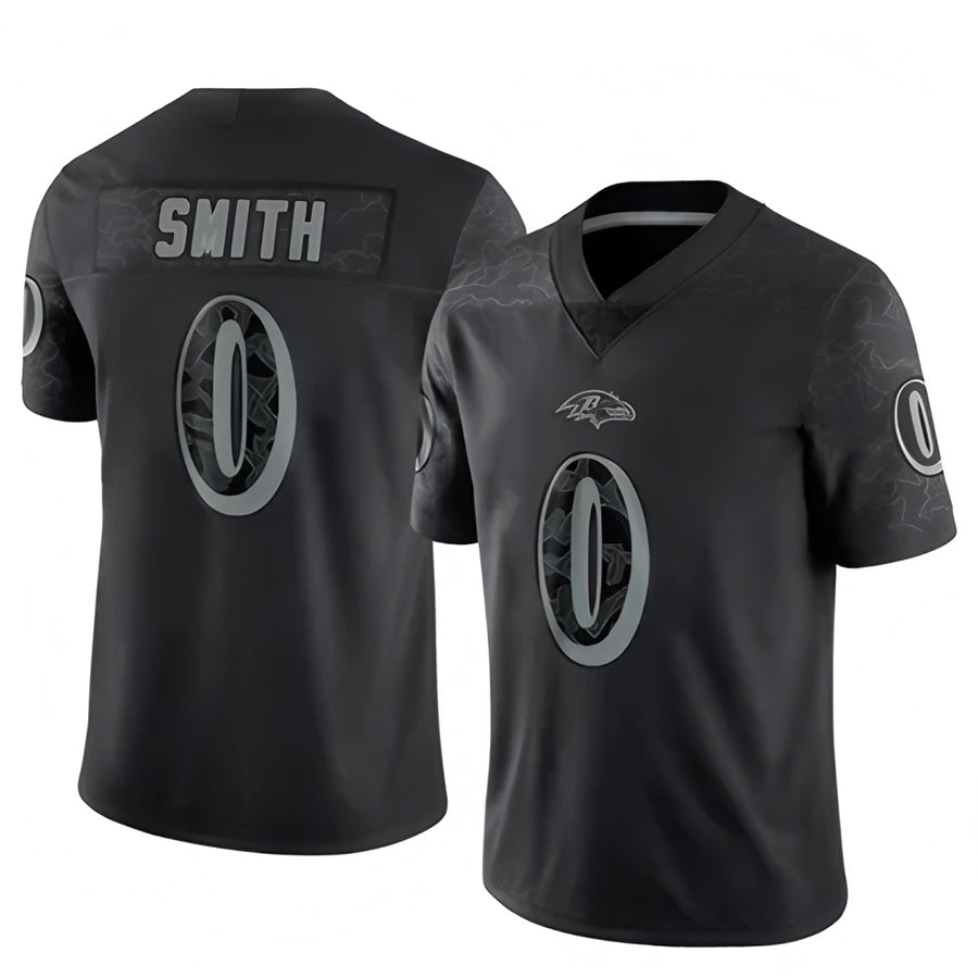 Johmsee B.Ravens #0 Roquan Smith Player Black REFLECTIVE Limited Stitched Jerseys