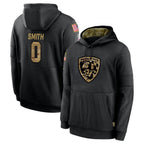 Johmsee B.Ravens #0 Roquan Smith Player Black Salute to Service Pullover Hoodie Stitched Jerseys