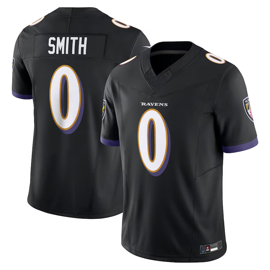 Johmsee B.Ravens #0 Roquan Smith Player Black Vapor F.U.S.E. Limited Stitched Jerseys