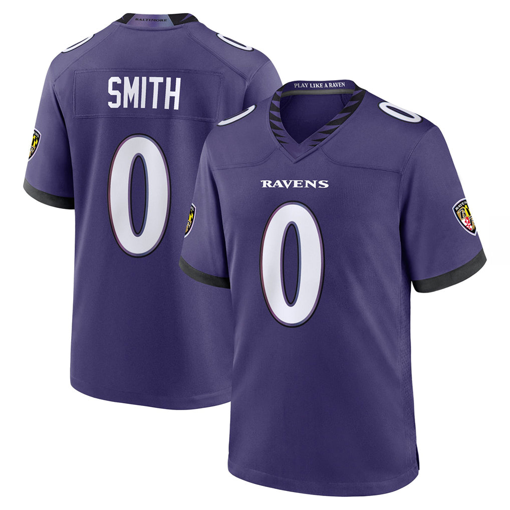 Johmsee B.Ravens #0 Roquan Smith Player Purple Home Game Stitched Jerseys