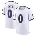 Johmsee B.Ravens #0 Roquan Smith Player White Purple Home Game Stitched Jerseys