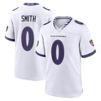 Johmsee B.Ravens #0 Roquan Smith Player White Purple Home Game Stitched Jerseys