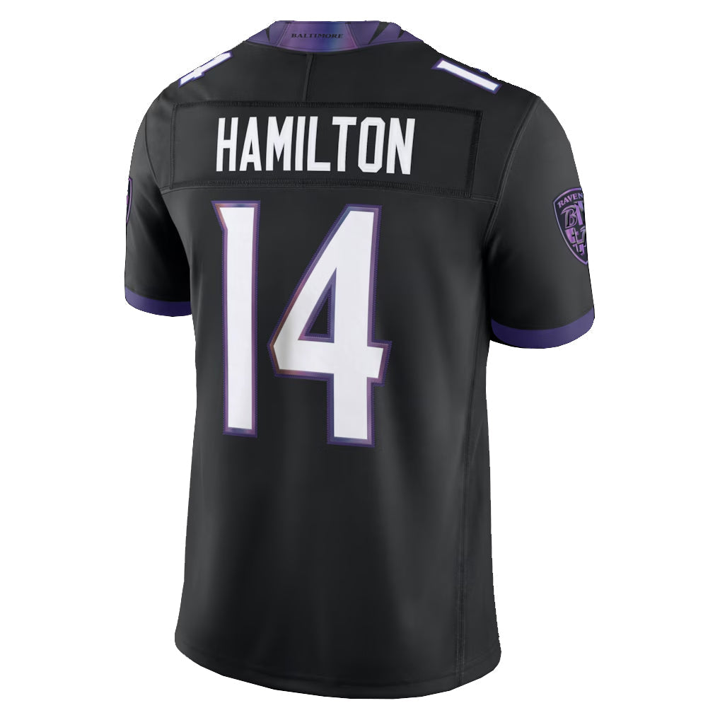 Johmsee B.Ravens #14 Kyle Hamilton Player Black Limited Elite Home Game Stitched Jerseys