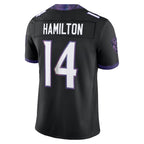 Johmsee B.Ravens #14 Kyle Hamilton Player Black Limited Elite Home Game Stitched Jerseys