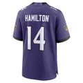 Johmsee B.Ravens #14 Kyle Hamilton Player Purple Home Game Stitched Jerseys