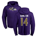 Johmsee B.Ravens #14 Kyle Hamilton Player Purple Salute to Service Pullover Hoodie Stitched Jerseys