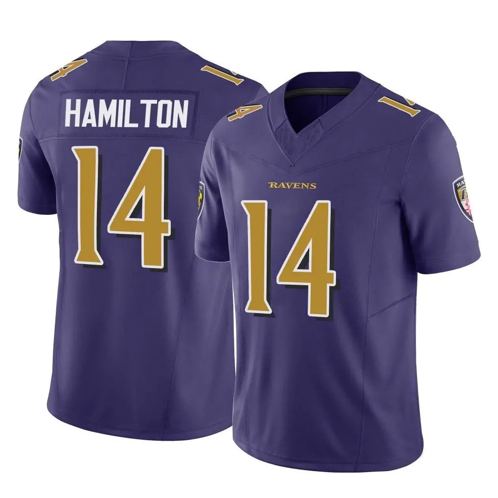 Johmsee B.Ravens #14 Kyle Hamilton Player Purple Vapor F.U.S.E. Limited Home Game Stitched Jerseys