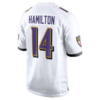 Johmsee B.Ravens #14 Kyle Hamilton Player White Alternate Home Game Stitched Jerseys