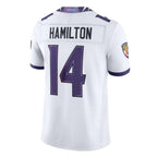 Johmsee B.Ravens #14 Kyle Hamilton Player White Limited Elite Home Game Stitched Jerseys
