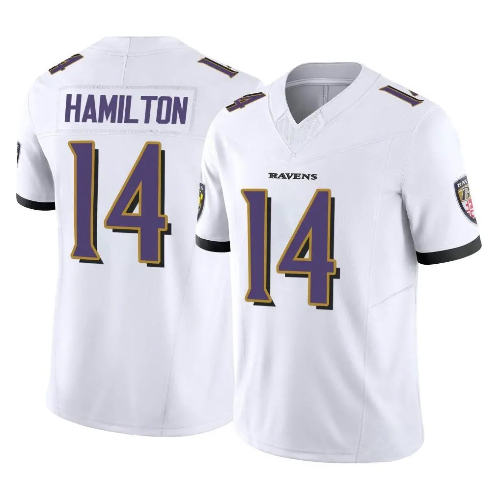 Johmsee B.Ravens #14 Kyle Hamilton Player White Vapor F.U.S.E. Limited Elite Home Game Stitched Jerseys