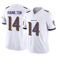 Johmsee B.Ravens #14 Kyle Hamilton Player White Vapor F.U.S.E. Limited Elite Home Game Stitched Jerseys